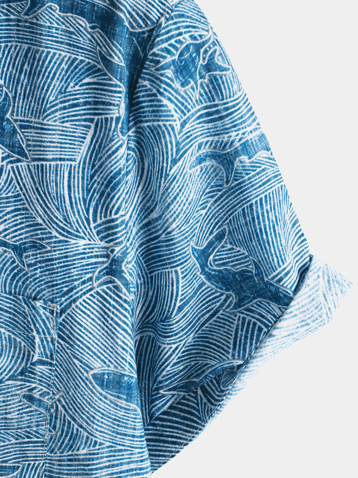 Chemise hawaïenne à manches courtes pour homme, motif requin océan, été