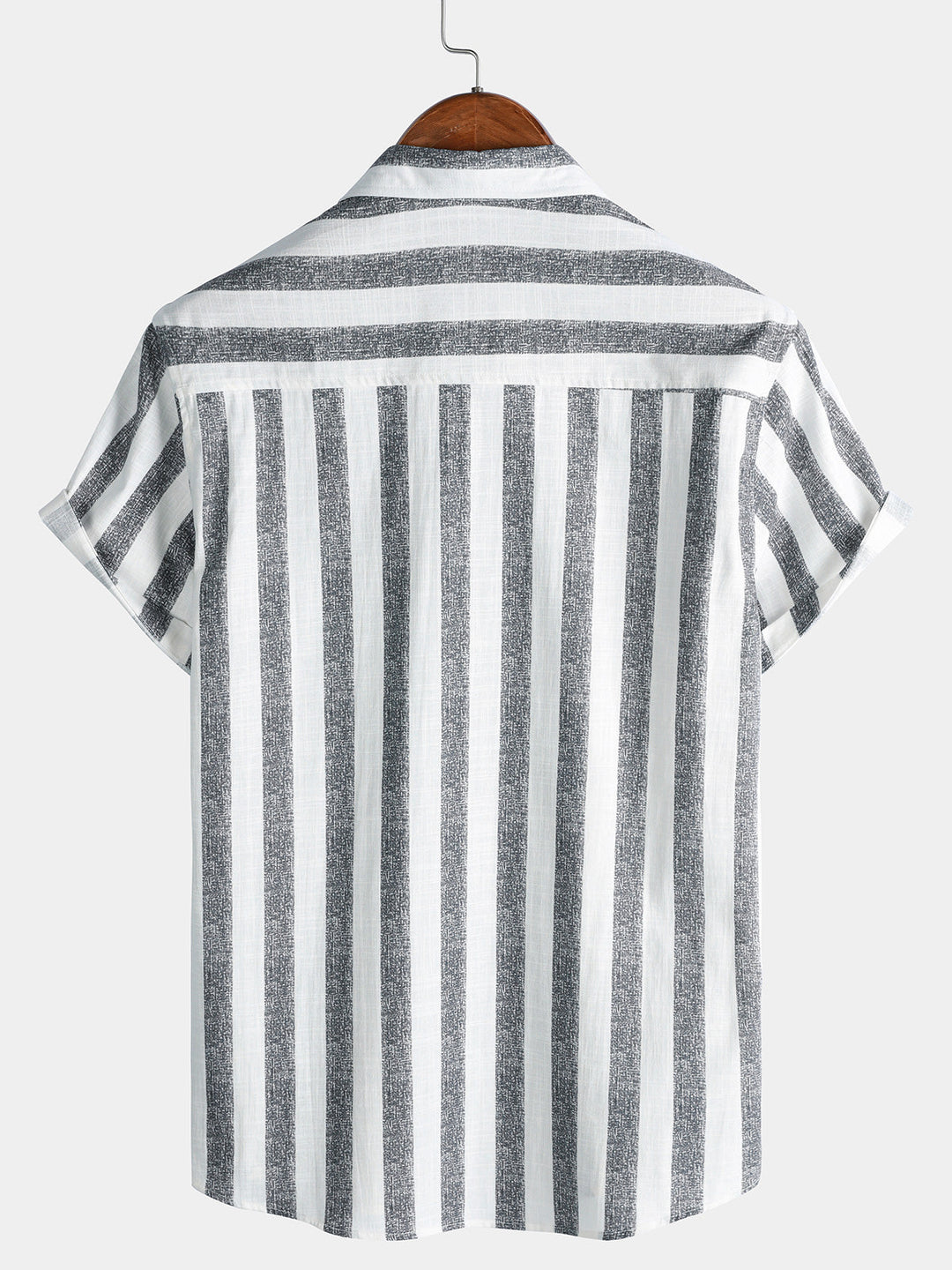 Chemise Homme en Coton à Rayures Légère et Respirante Décontractée d’Été Manches Courtes
