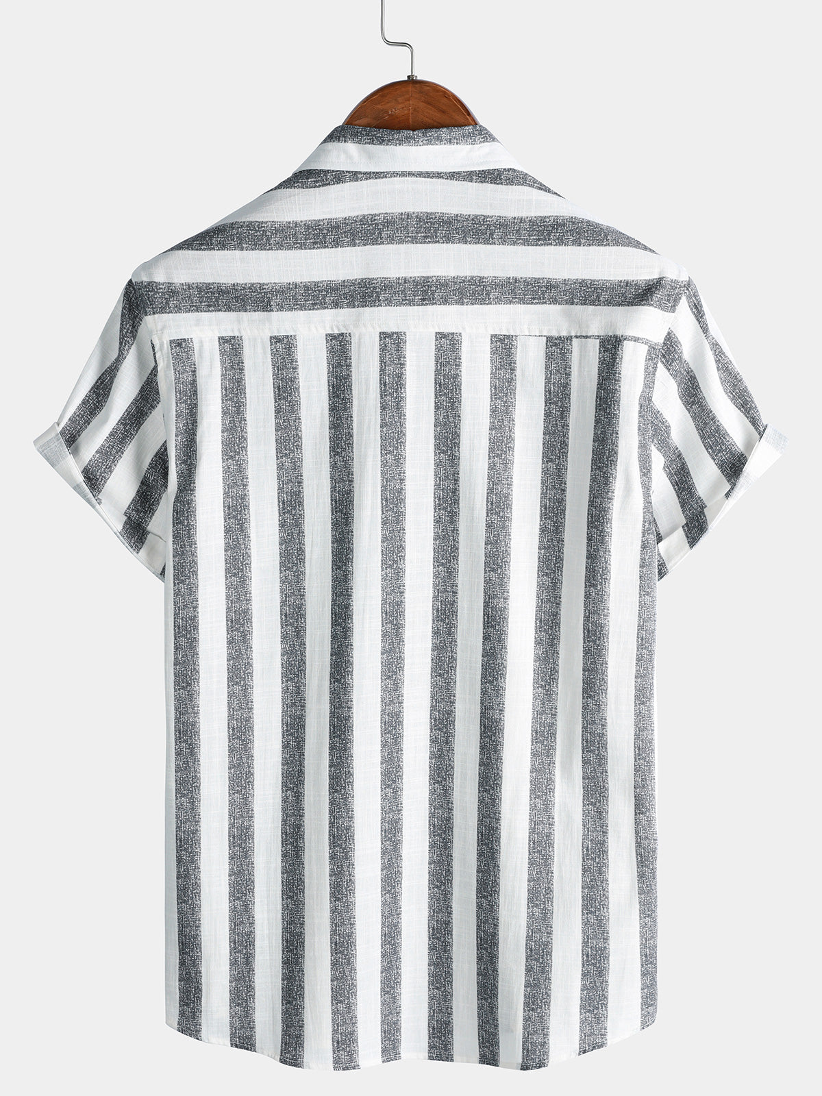 Chemise Homme en Coton à Rayures Légère et Respirante Décontractée d’Été Manches Courtes