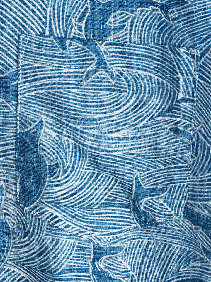 Chemise hawaïenne à manches courtes pour homme, motif requin océan, été
