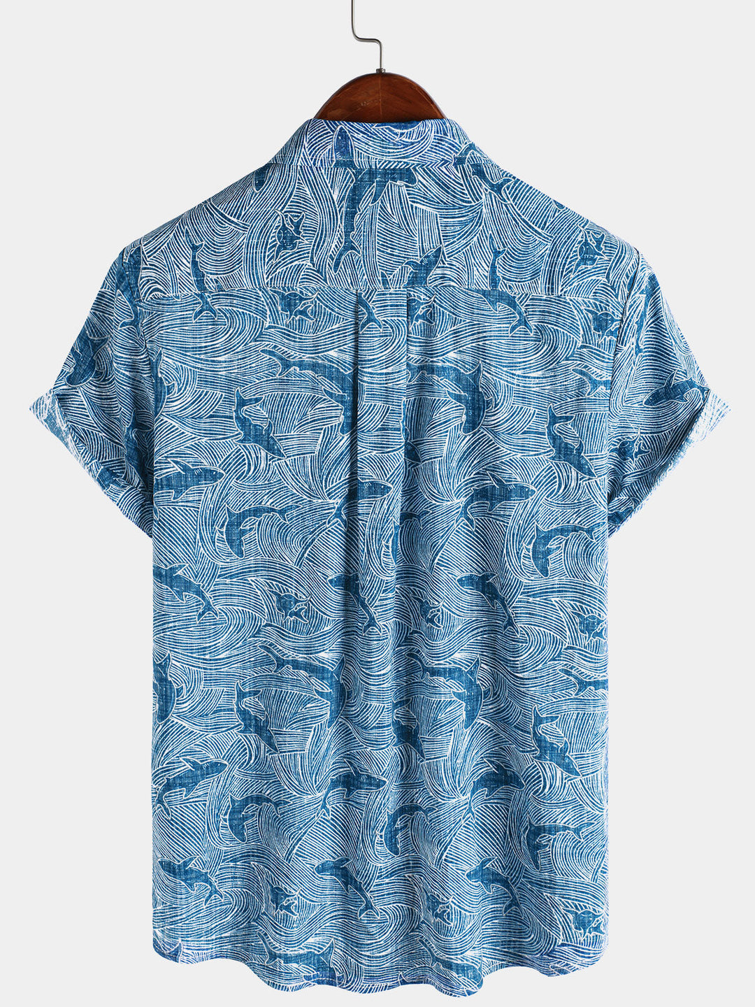 Chemise hawaïenne à manches courtes pour homme, motif requin océan, été