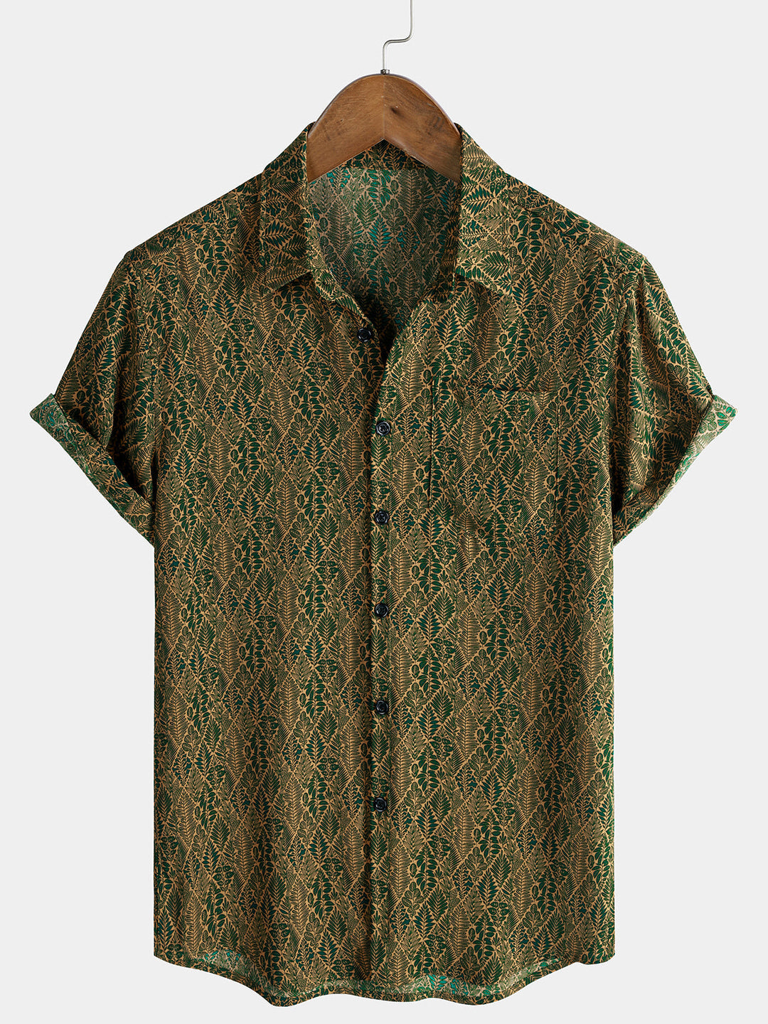 Chemise Homme d’Été Imprimé Botanique à Manches Courtes