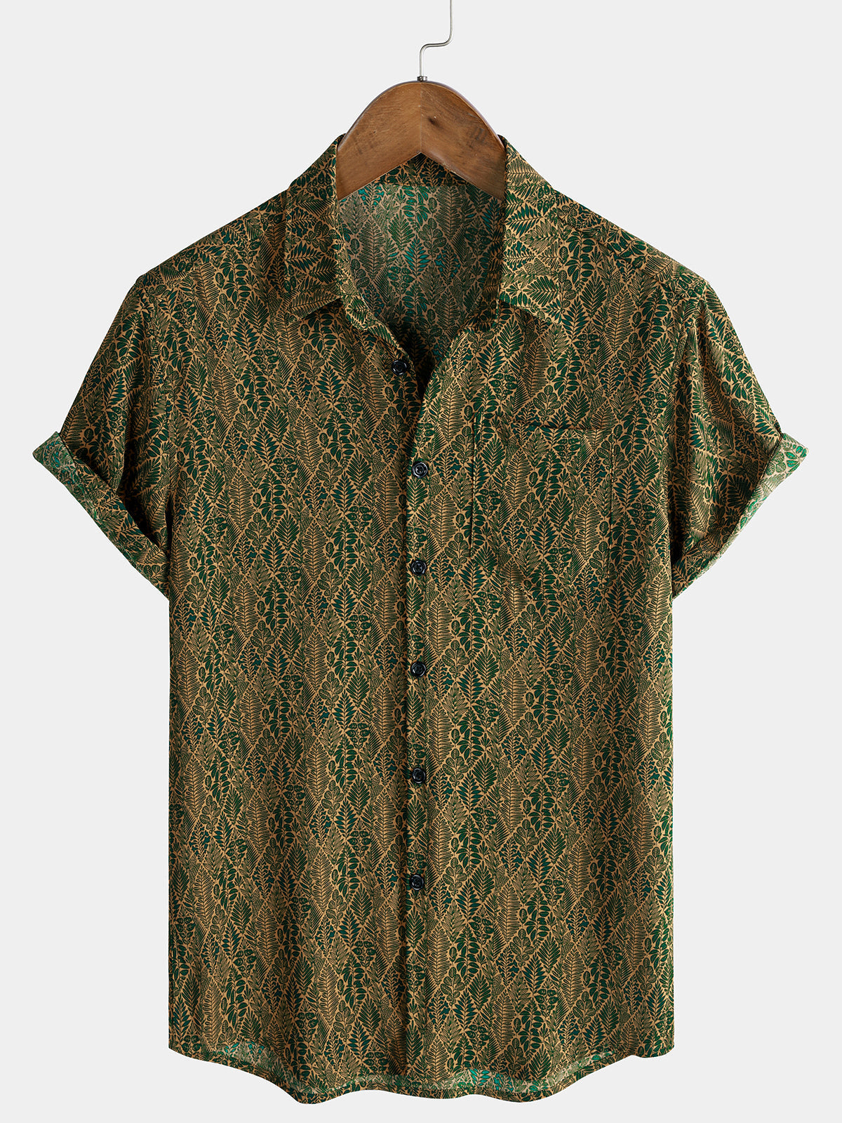 Chemise Homme d’Été Imprimé Botanique à Manches Courtes
