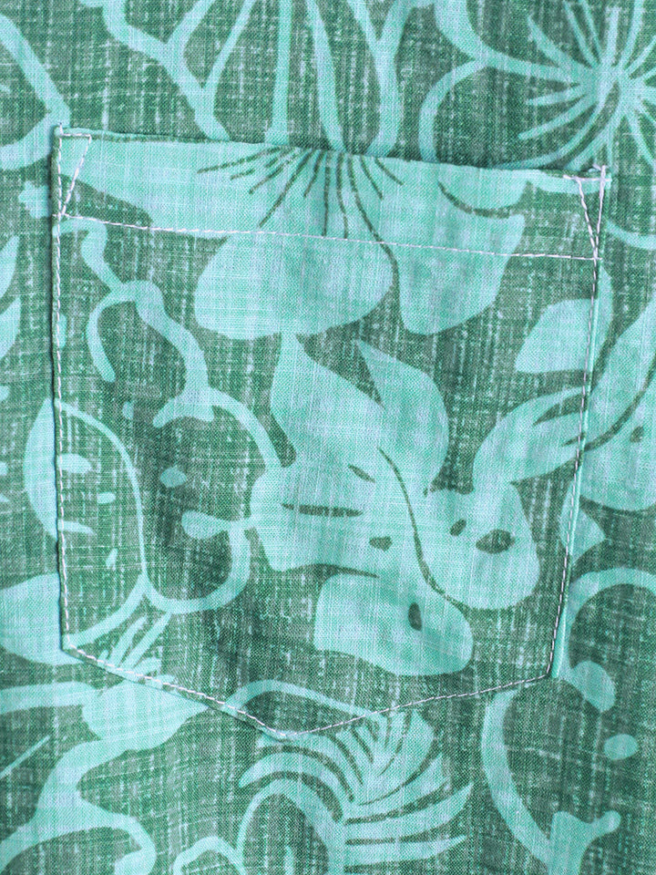 Chemise hawaïenne à manches courtes pour homme, motif tropical, été, vert