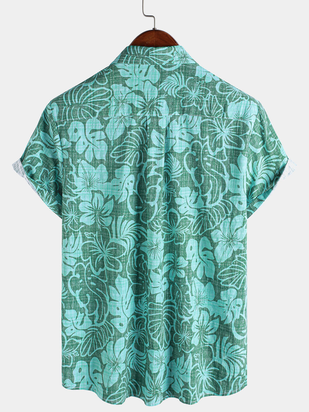 Chemise hawaïenne à manches courtes pour homme, motif tropical, été, vert