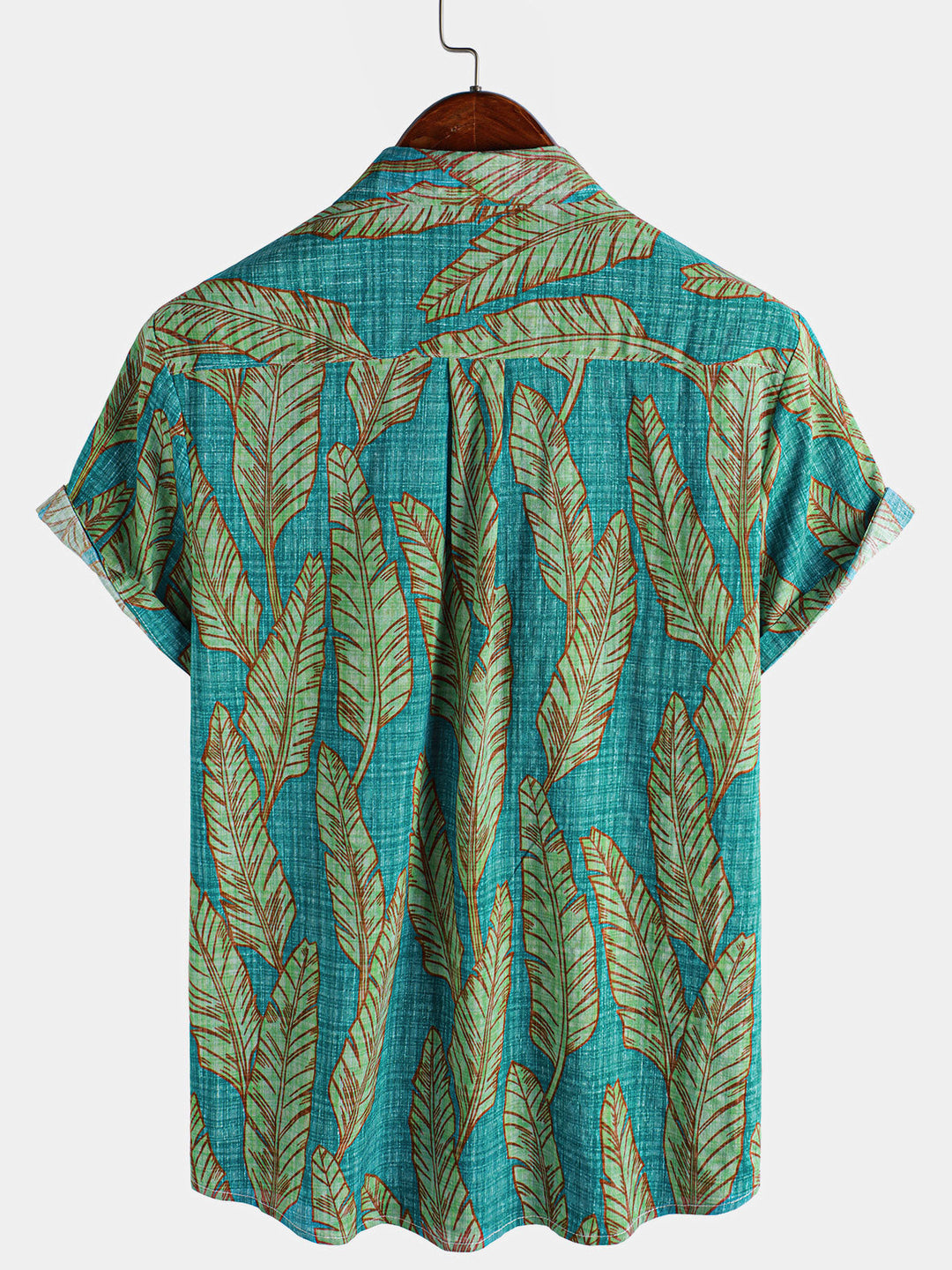 Chemise hawaïenne à manches courtes pour homme, motif feuilles tropicales vertes, été