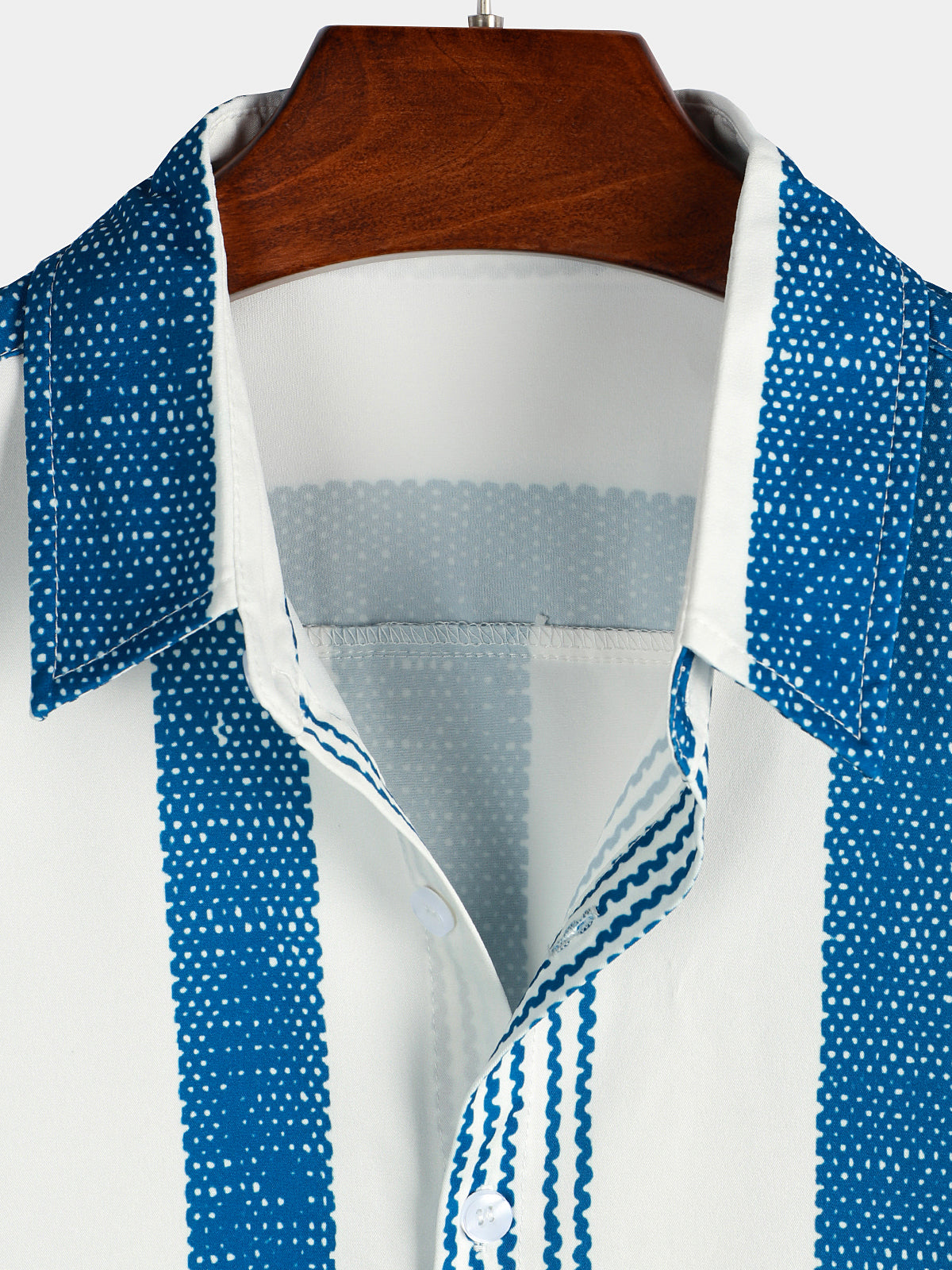 Chemise Casual à Manches Courtes à Rayures Verticales Bleu Vintage pour Homme