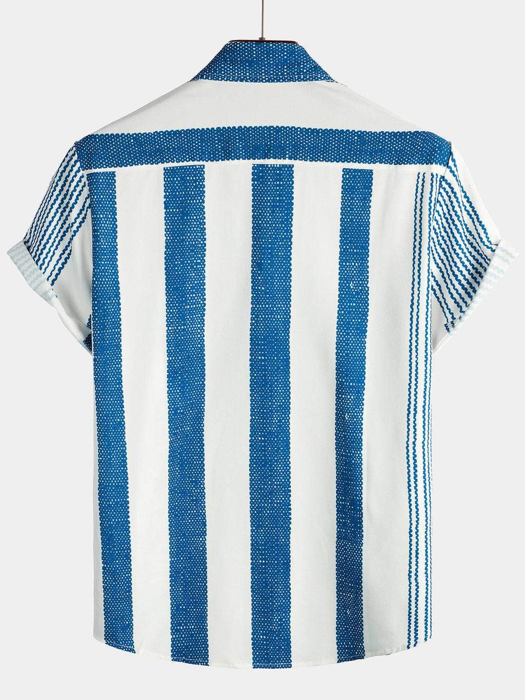Chemise à manches courtes décontractée à rayures verticales bleu vintage pour hommes