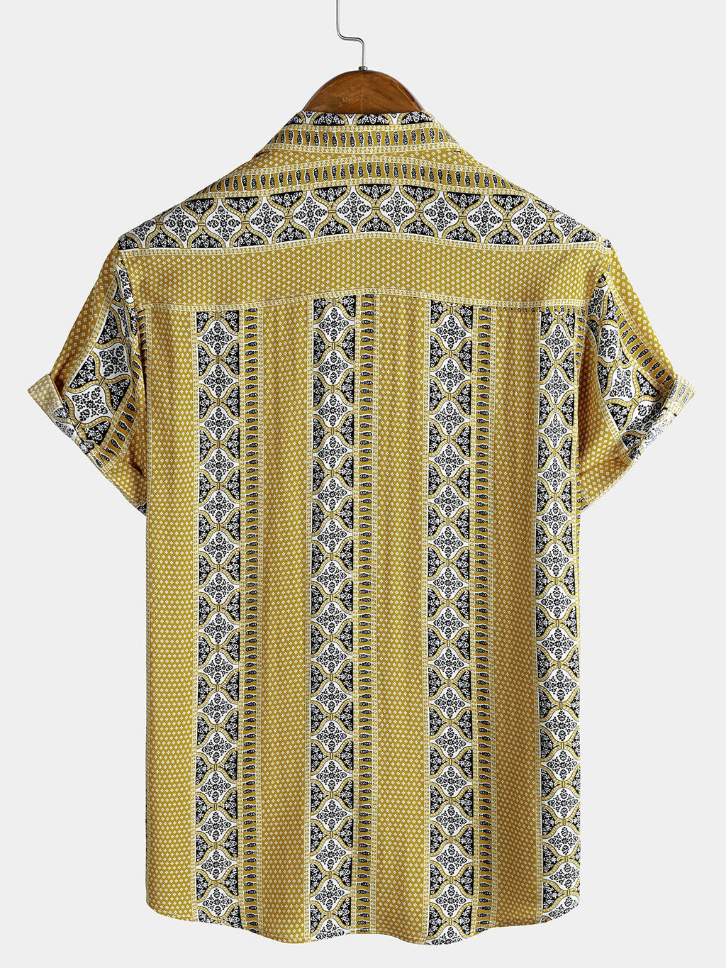 Chemise Homme Vintage à Rayures Boutonnée Légère Décontractée Manches Courtes