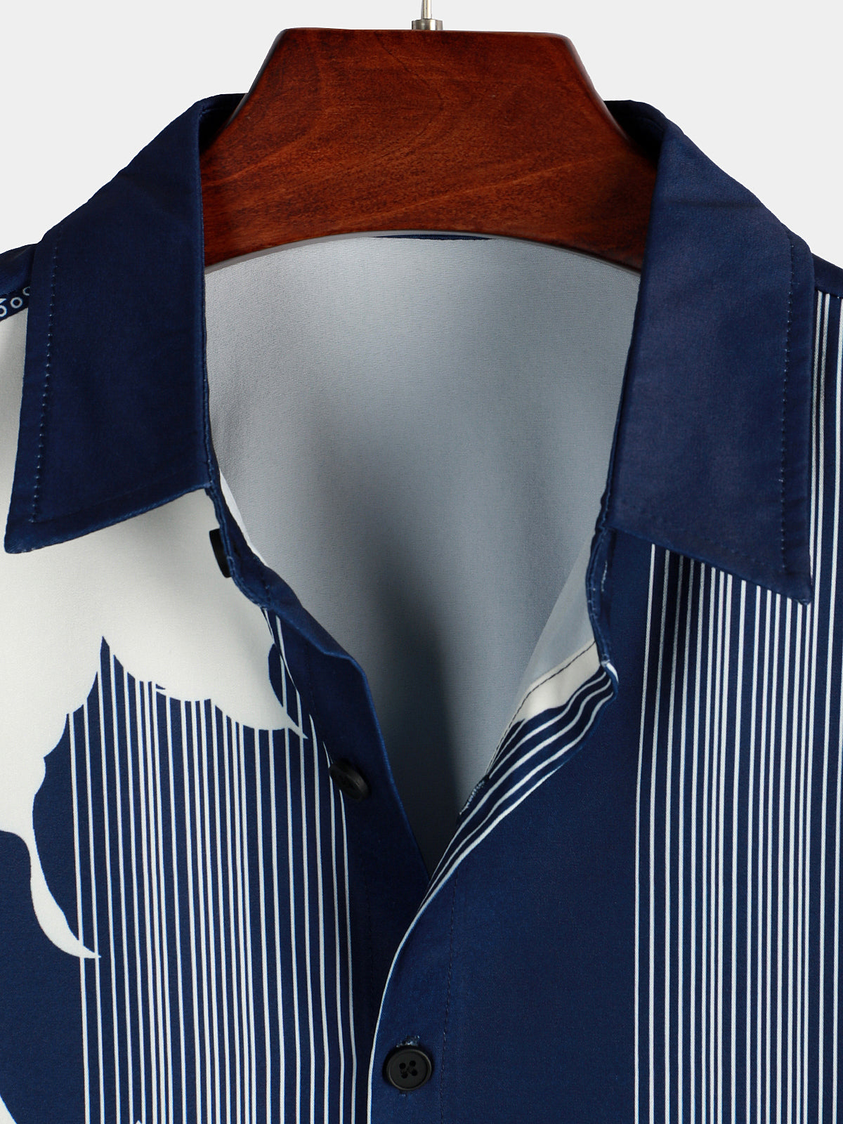 Chemise Aloha Vintage à Manches Courtes Bleu Marine avec Imprimé de Fleurs et Rayures Verticales pour Homme