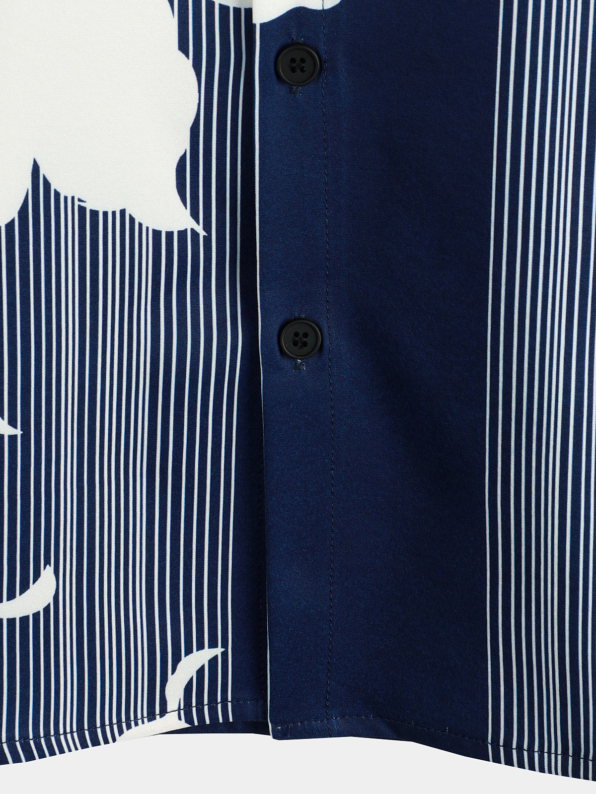Chemise Aloha Vintage à Manches Courtes Bleu Marine avec Imprimé de Fleurs et Rayures Verticales pour Homme