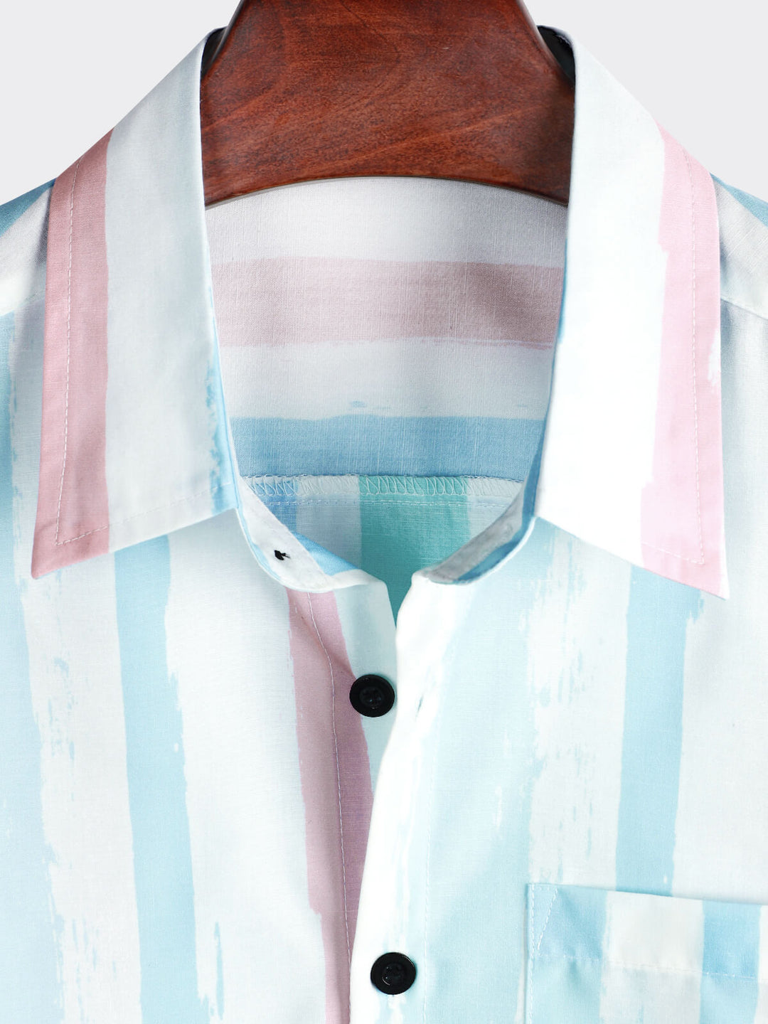 Chemise À Manches Courtes Homme À Rayures Bleues Et Roses Summer Vacation