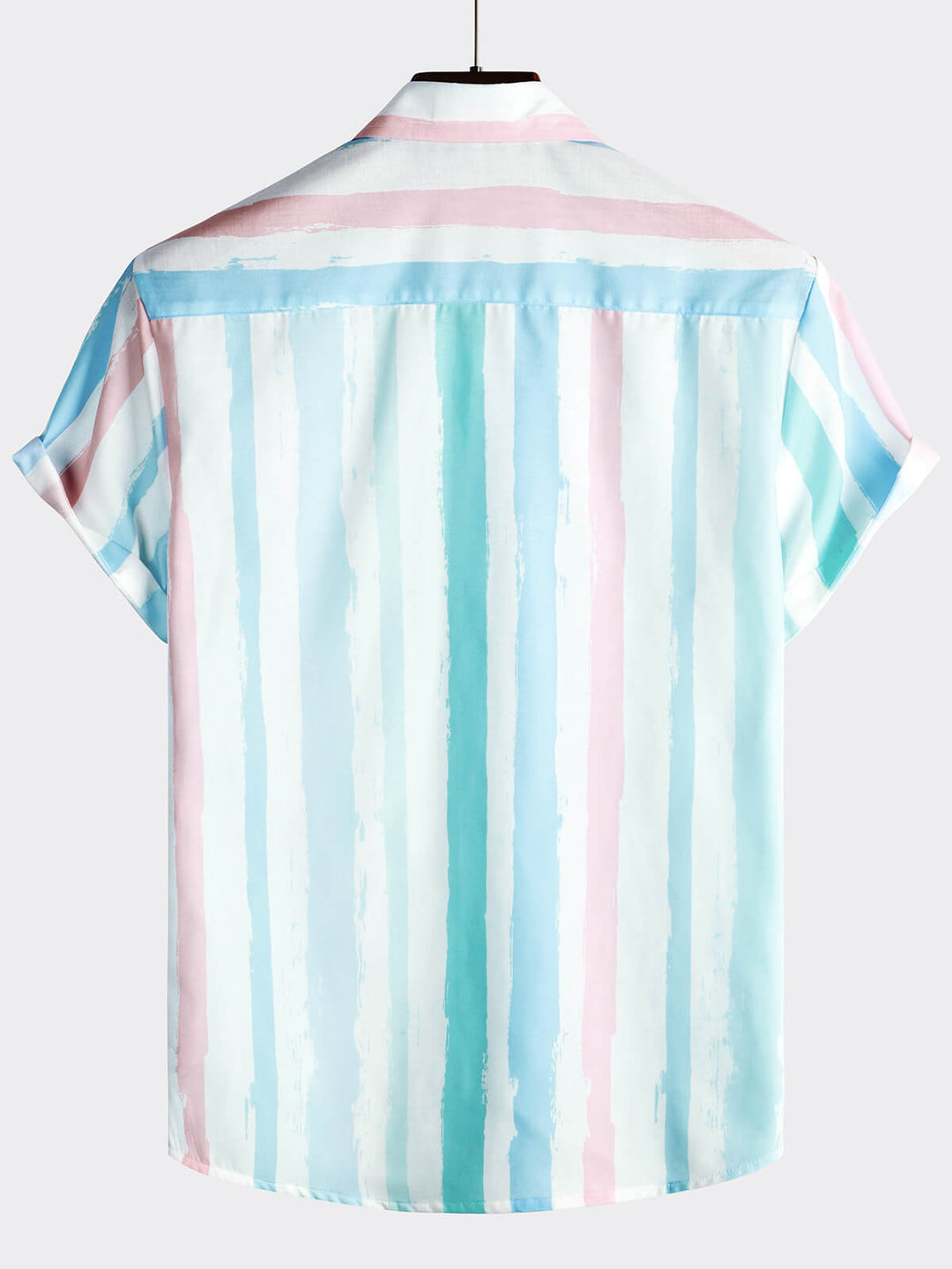 Chemise À Manches Courtes Homme À Rayures Bleues Et Roses Summer Vacation