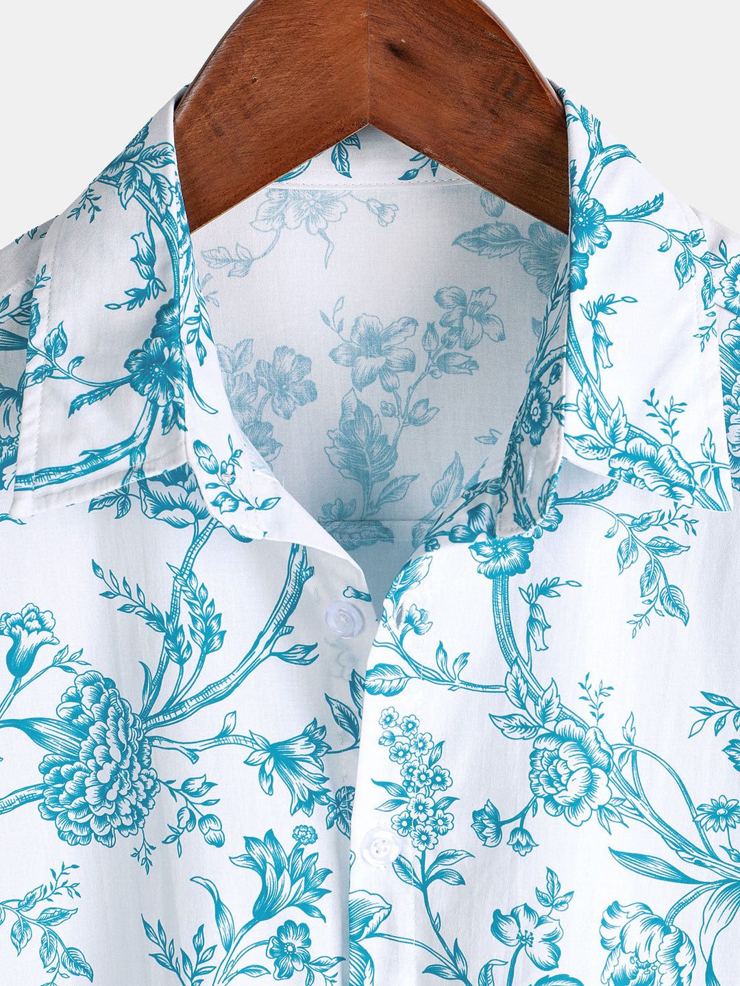 Chemise à manches courtes en coton fleuri pour homme