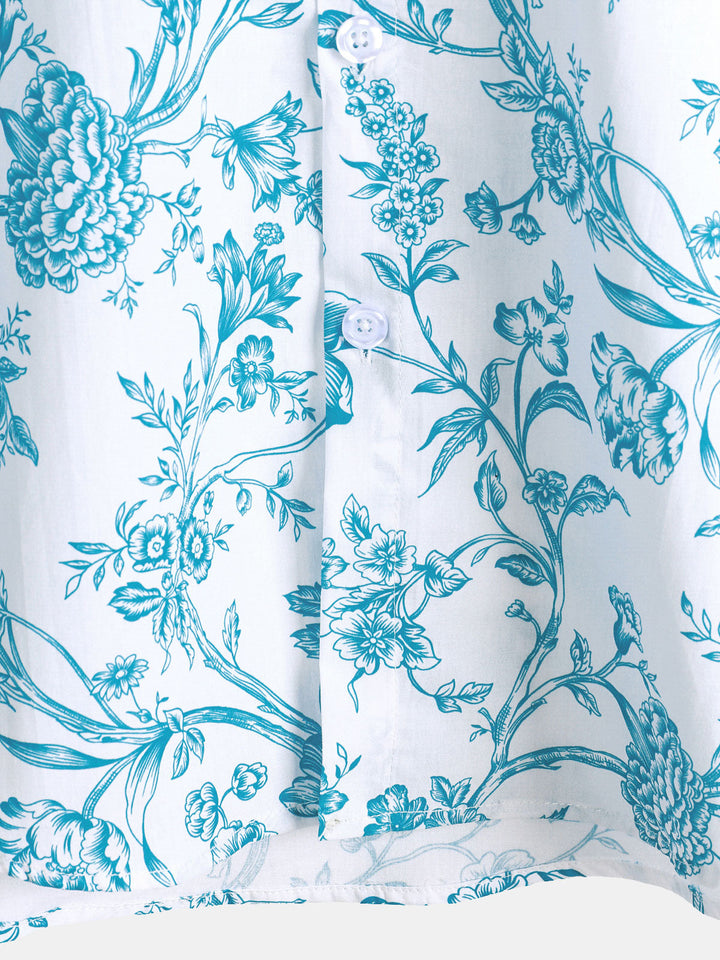 Chemise à manches courtes en coton fleuri pour homme