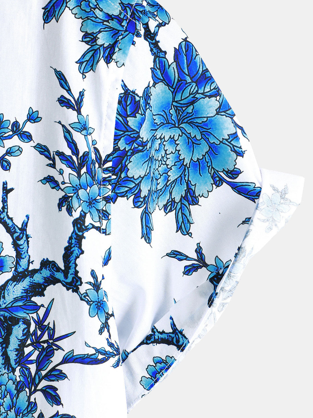 Chemise en coton à manches courtes avec motif floral bleu