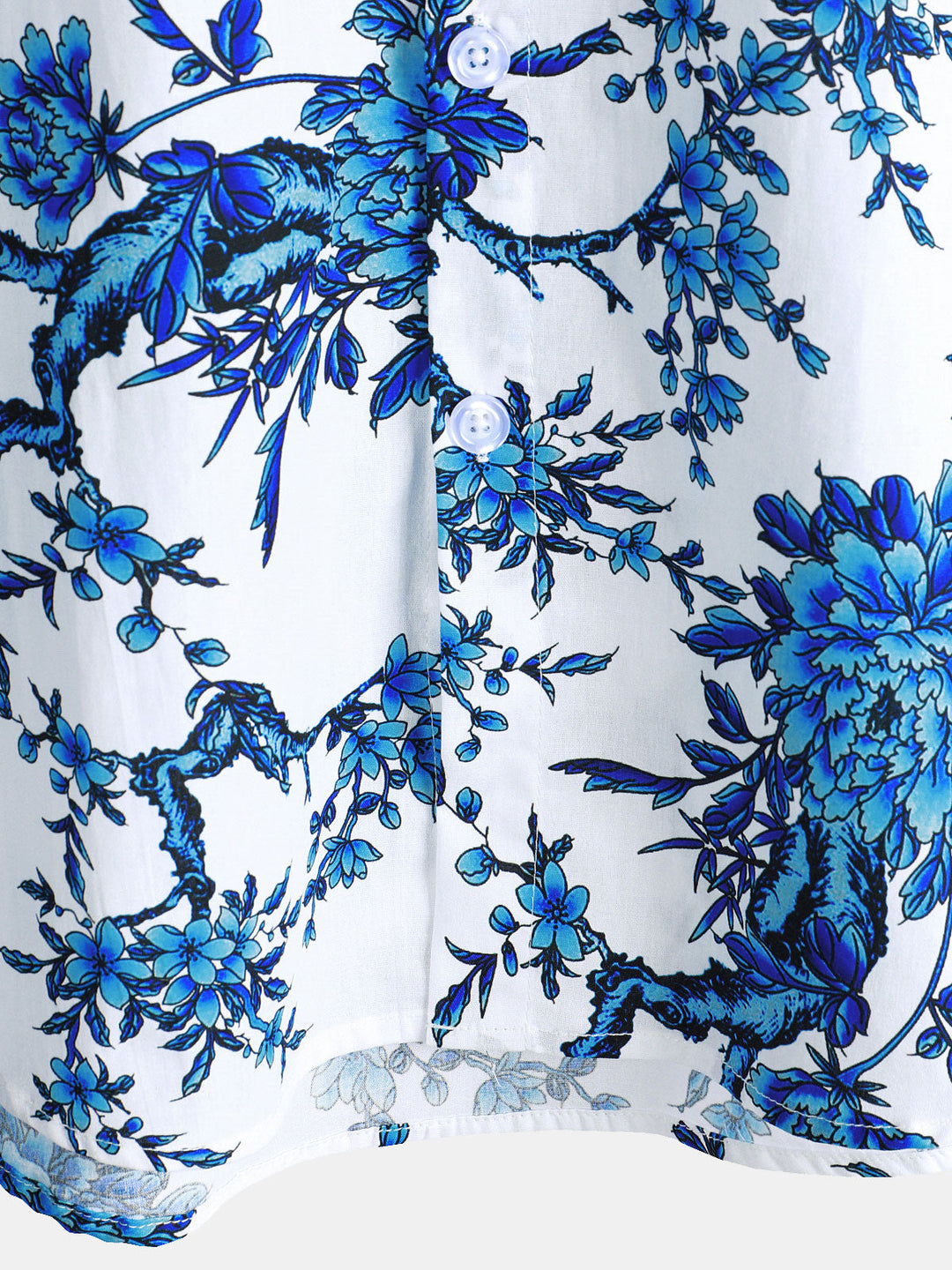 Chemise en coton à manches courtes avec motif floral bleu