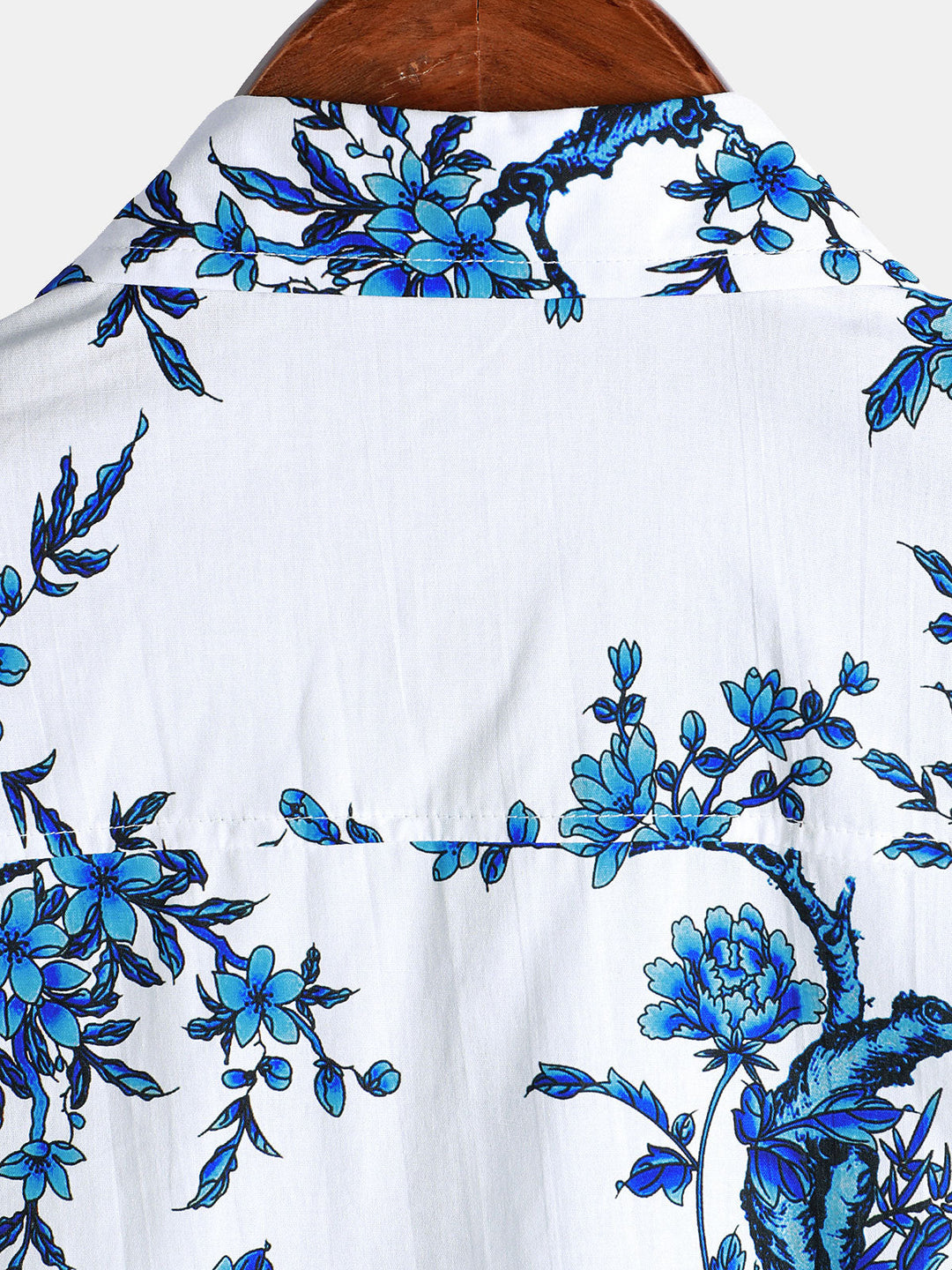 Chemise en coton à manches courtes avec motif floral bleu