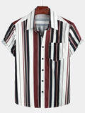 Chemise décontractée à manches courtes à rayures vintage pour hommes