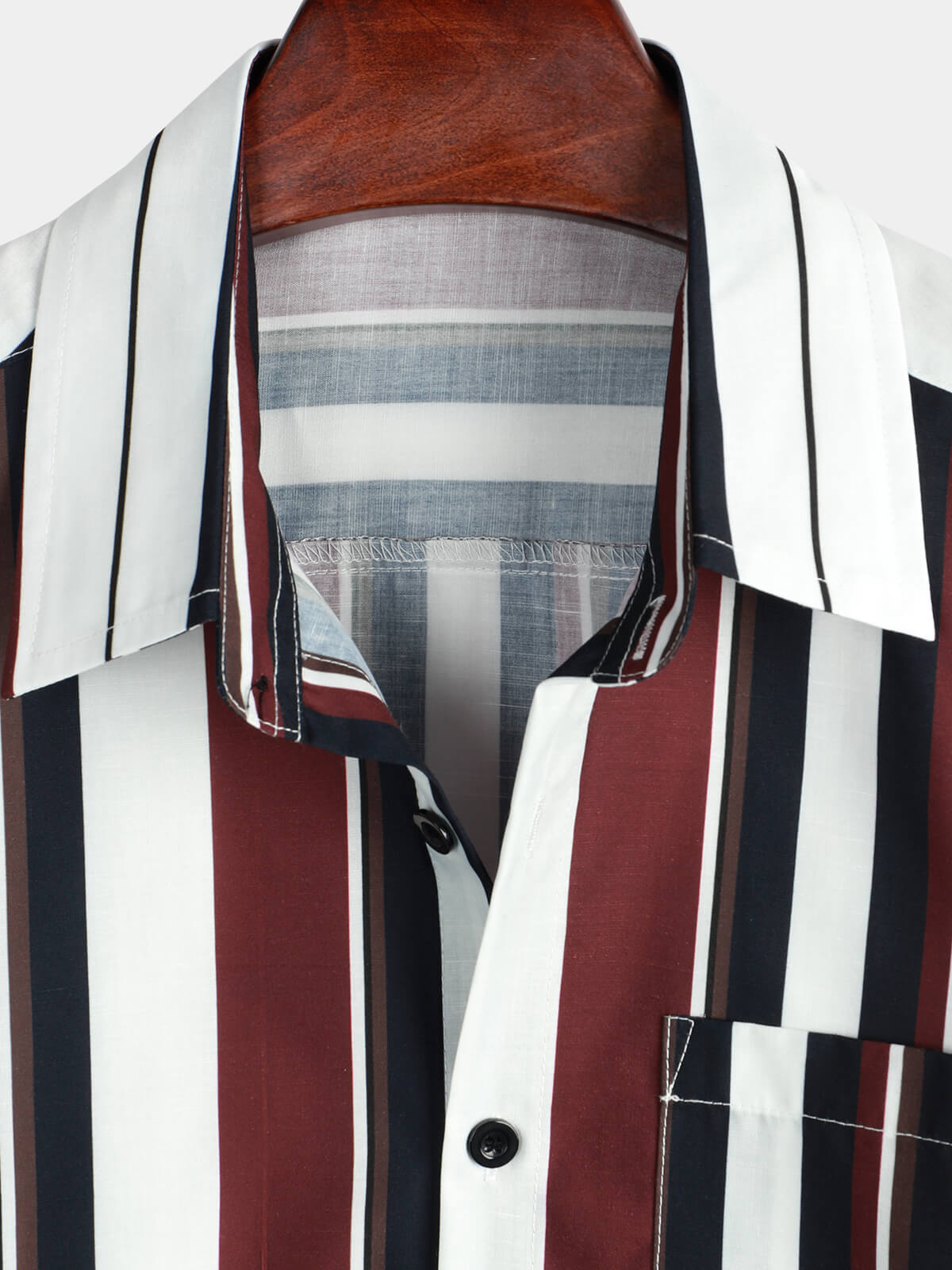 Chemise décontractée à manches courtes à rayures vintage pour hommes