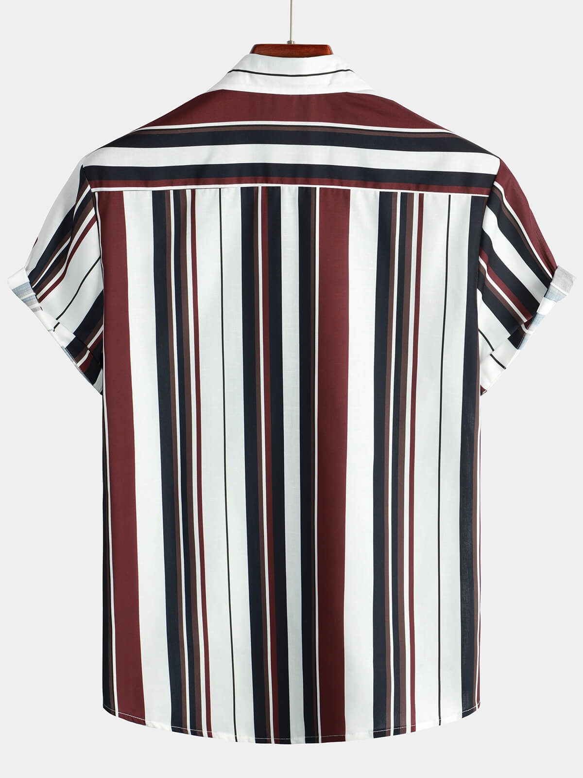 Chemise décontractée à manches courtes à rayures vintage pour hommes