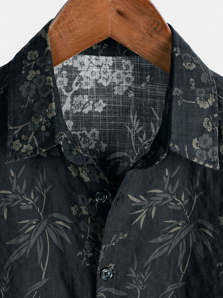 Chemise élégante décontractée à manches courtes avec imprimé floral rétro