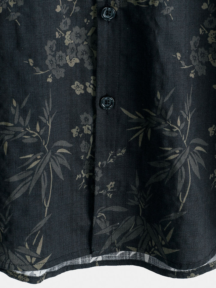 Chemise élégante décontractée à manches courtes avec imprimé floral rétro
