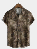 Chemise à manches courtes pour homme, imprimé rétro, style vacances