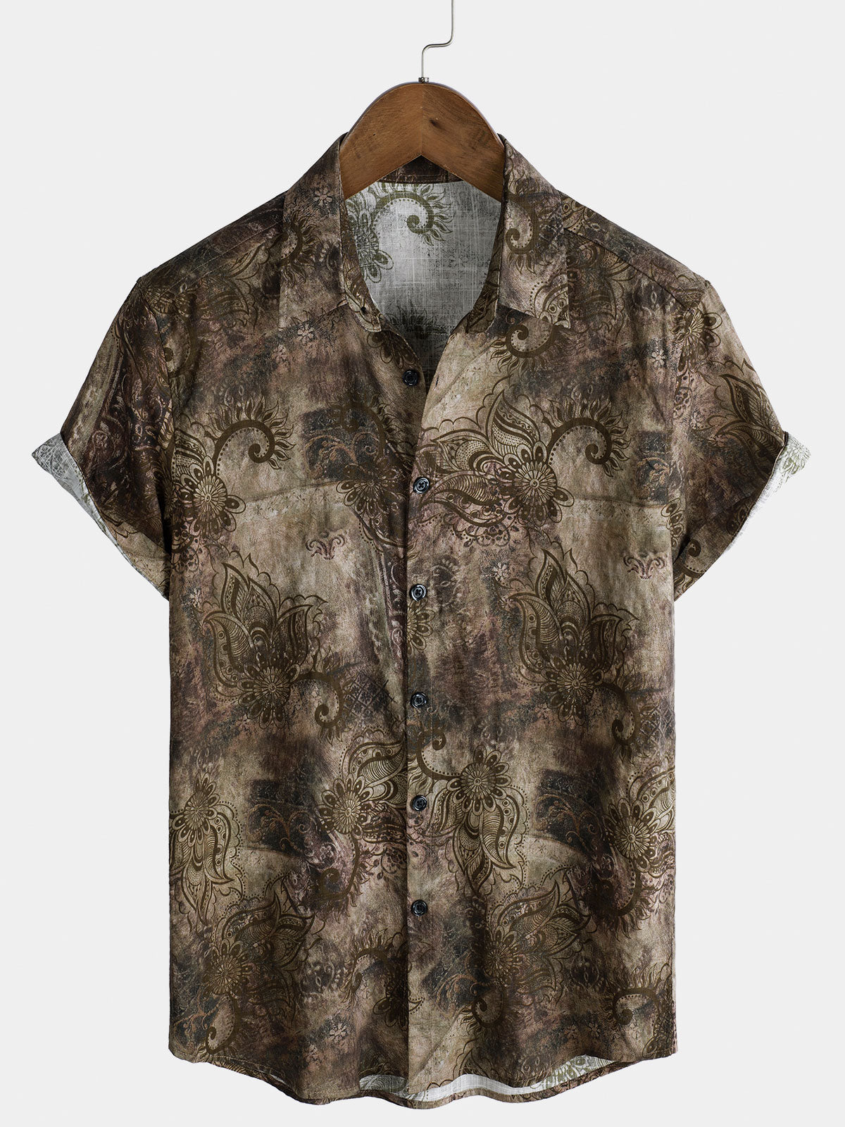 Chemise à manches courtes pour homme, imprimé rétro, style vacances