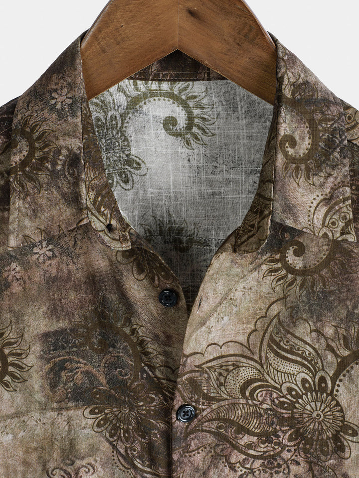 Chemise à manches courtes pour homme, imprimé rétro, style vacances