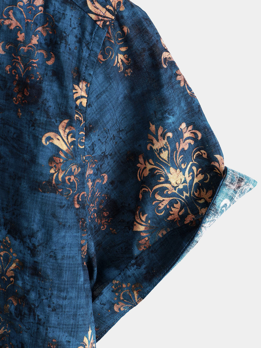 Chemise boutonnée à manches courtes pour homme, style rétro, bleu, été
