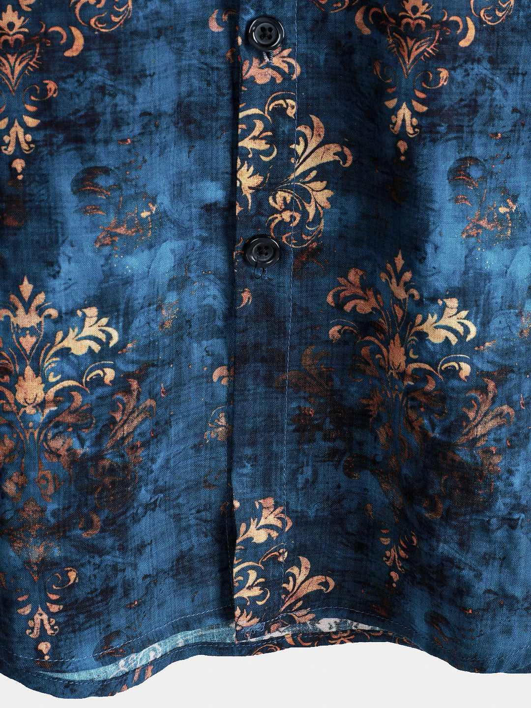 Chemise boutonnée à manches courtes pour homme, style rétro, bleu, été