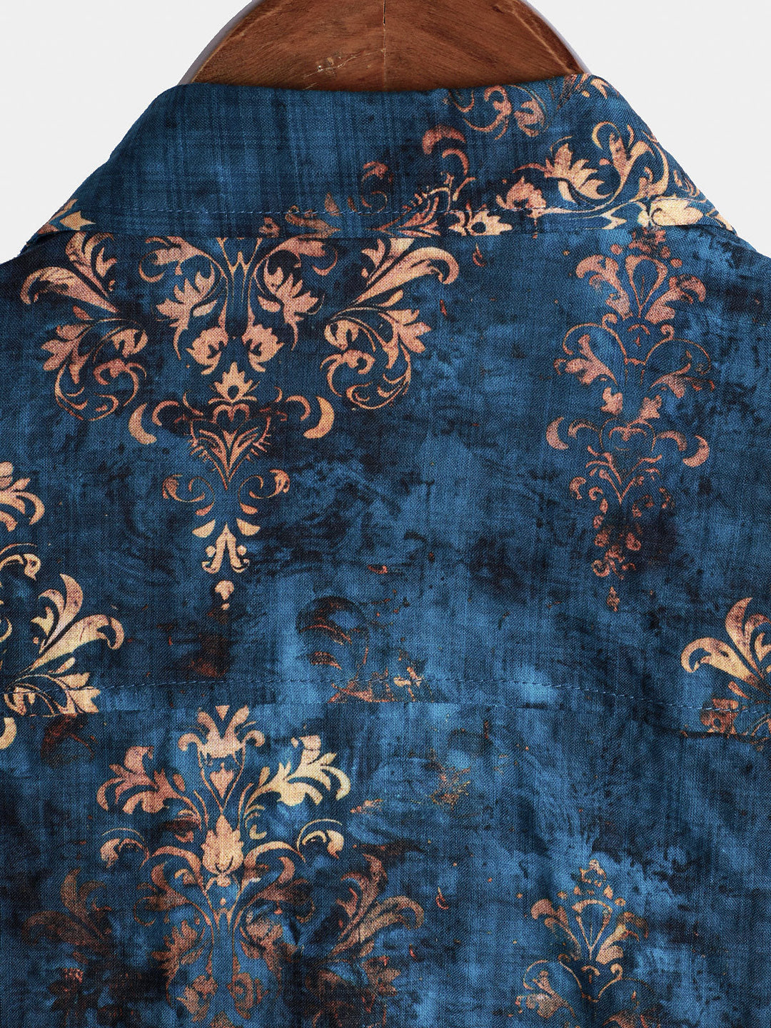 Chemise boutonnée à manches courtes pour homme, style rétro, bleu, été