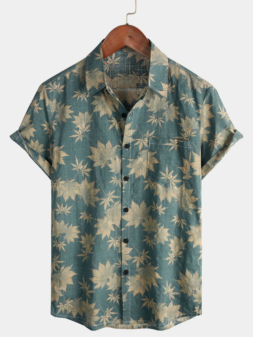 T-shirt d'été à manches courtes pour homme avec design de feuille d'érable