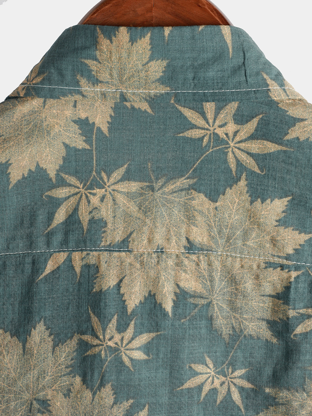 Chemise d'été à manches courtes avec poche en coton et feuille d'érable pour hommes