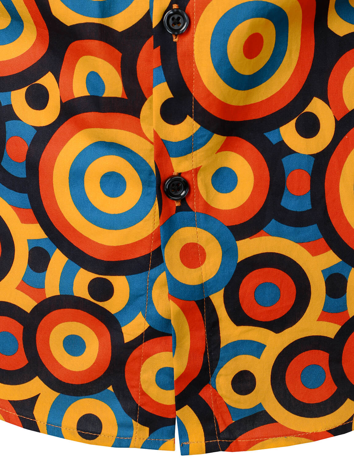 Chemise à manches longues à boutons rétro orange des années 70 pour homme, motif géométrique vintage