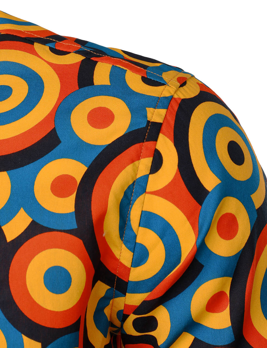 Chemise à manches longues à boutons rétro orange des années 70 pour homme, motif géométrique vintage