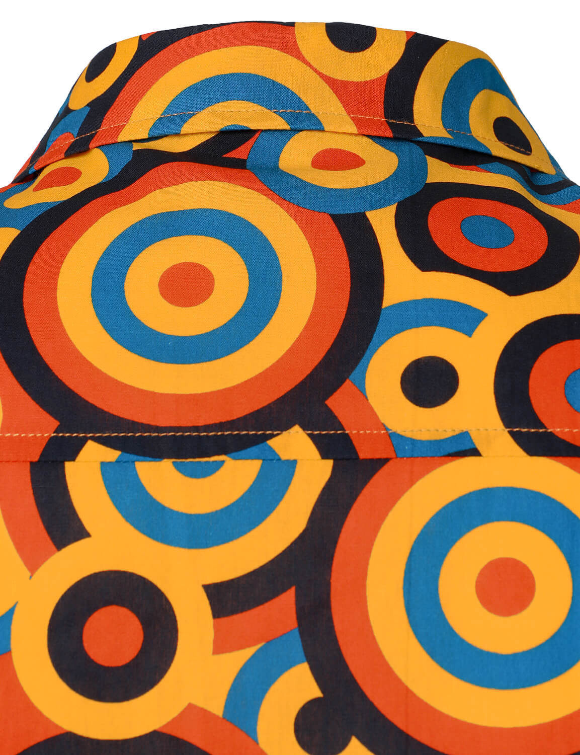 Chemise à manches longues à boutons rétro orange des années 70 pour homme, motif géométrique vintage