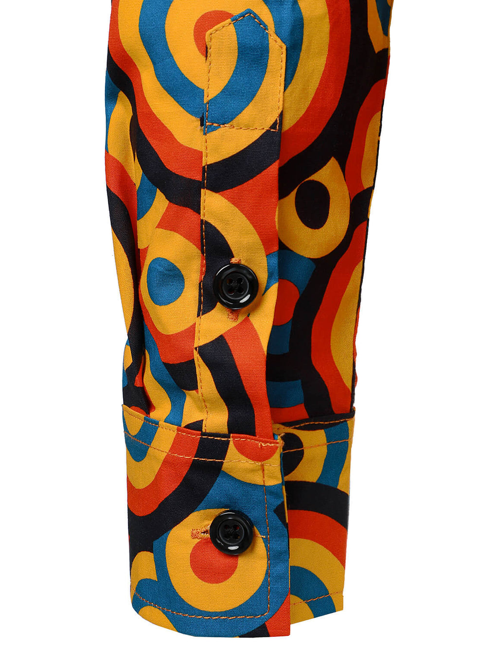 Chemise à manches longues à boutons rétro orange des années 70 pour homme, motif géométrique vintage