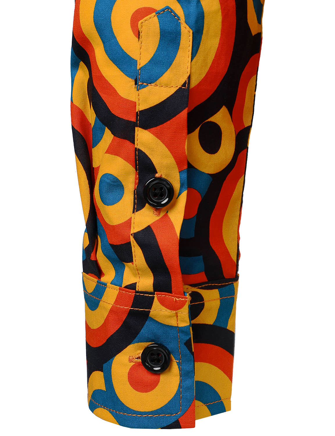 Chemise à manches longues à boutons rétro orange des années 70 pour homme, motif géométrique vintage