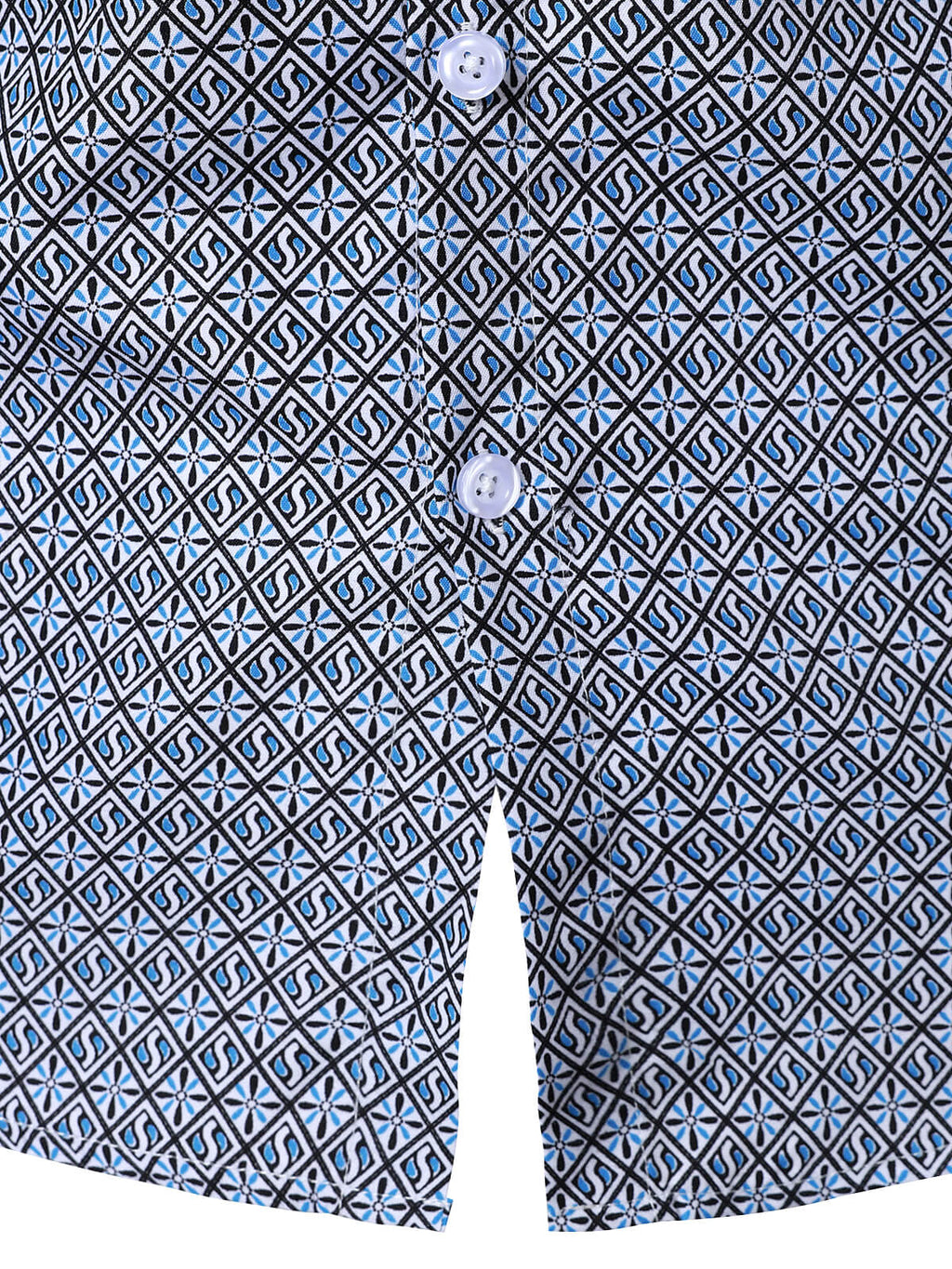 Chemise boutonnée à manches longues et imprimé géométrique pour homme