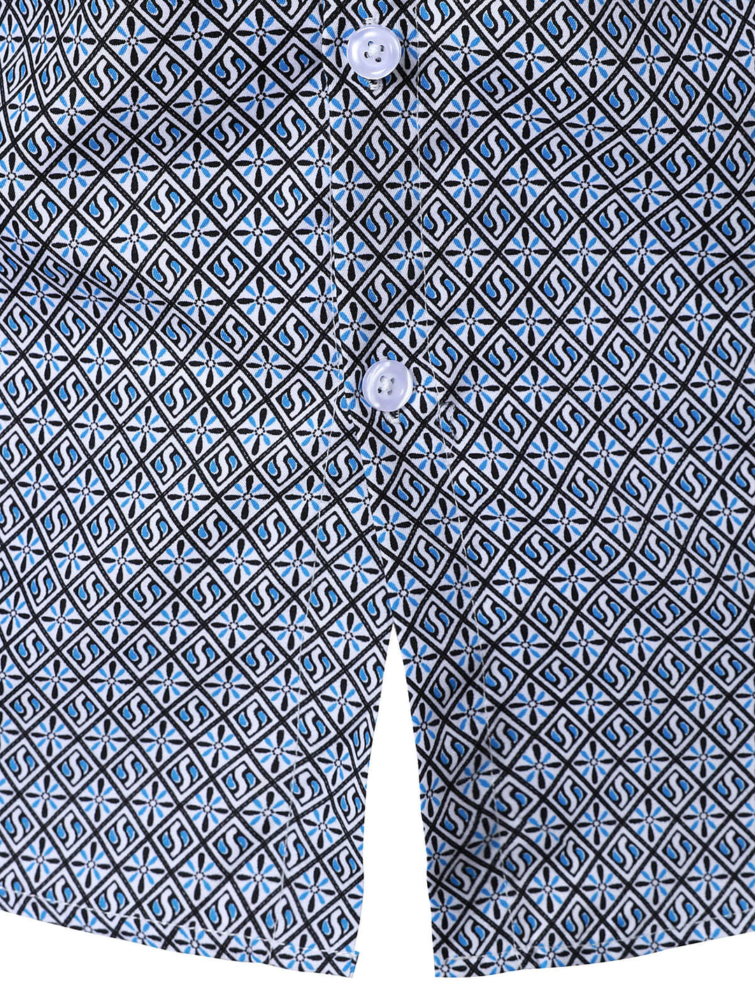 Chemise boutonnée à manches longues et imprimé géométrique pour homme