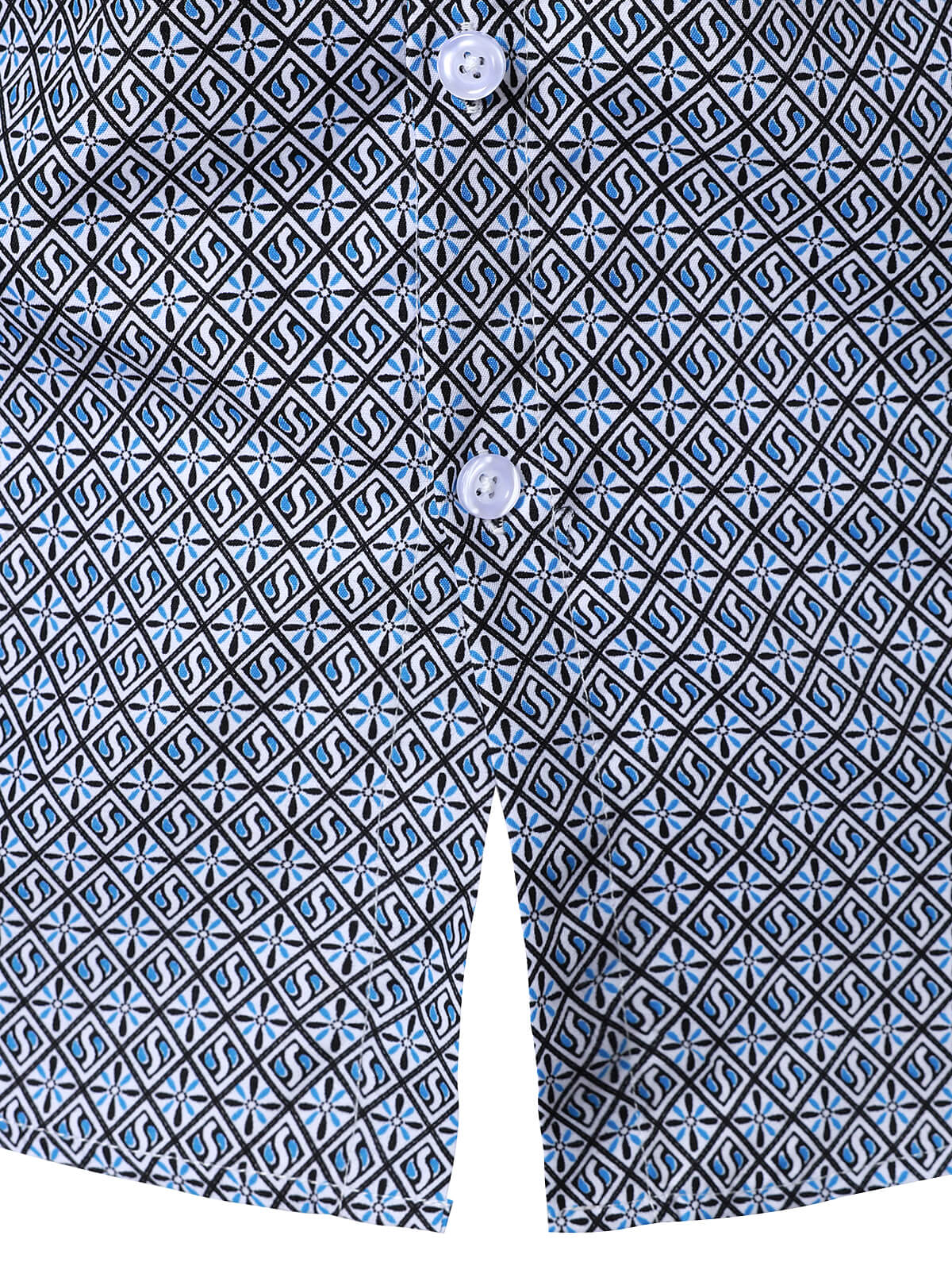 Chemise boutonnée à manches longues et imprimé géométrique pour homme