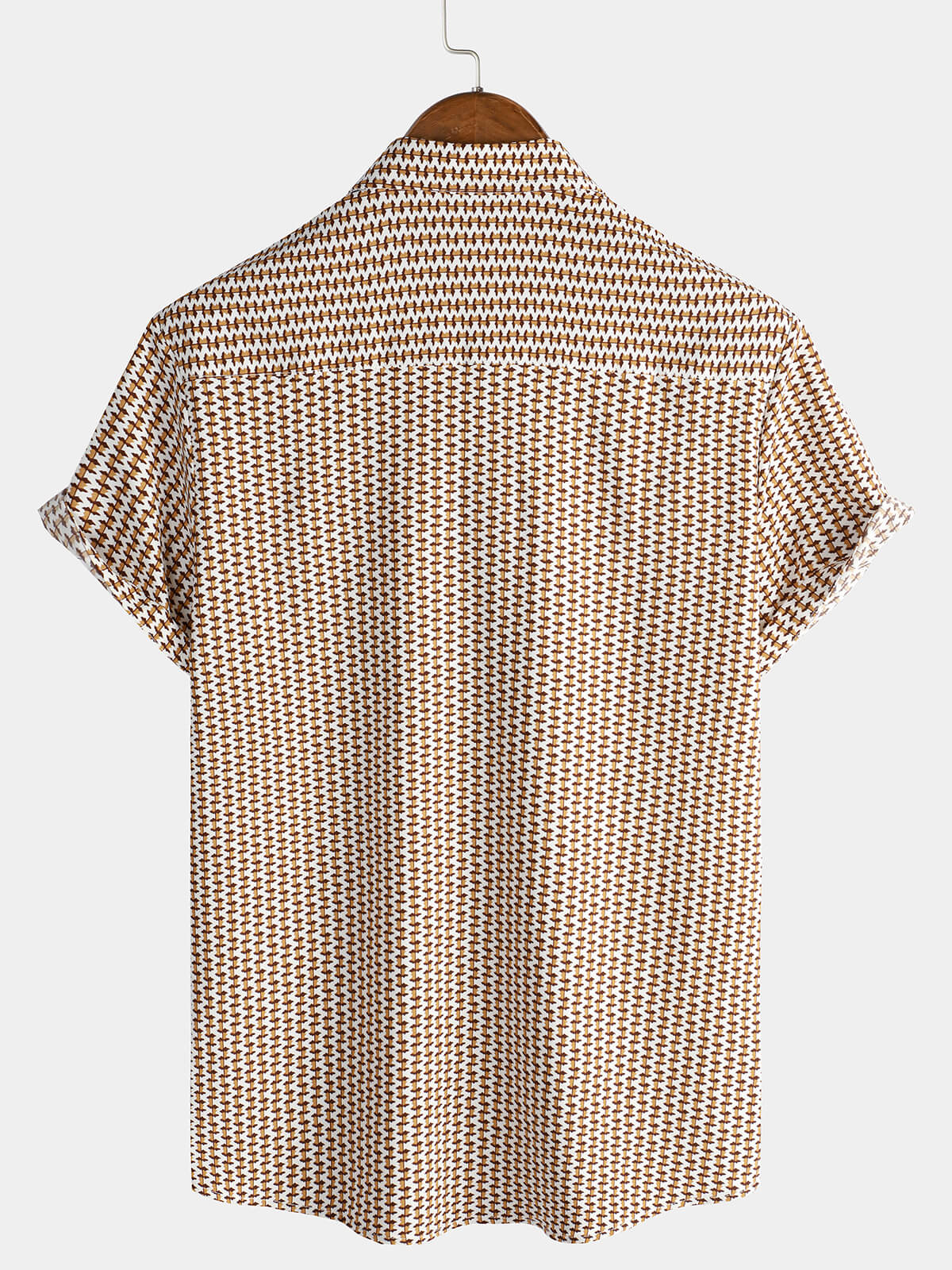 Chemise Homme Casual de Vacances à Manches Courtes Couleur Kaki avec Boutons
