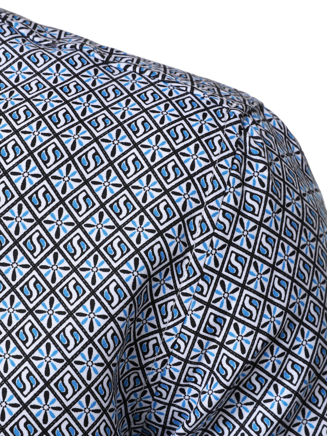 Chemise boutonnée à manches longues et imprimé géométrique pour homme