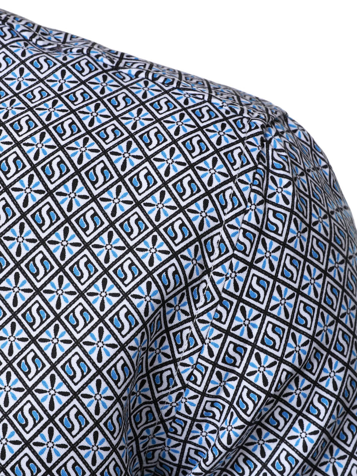 Chemise boutonnée à manches longues et imprimé géométrique pour homme