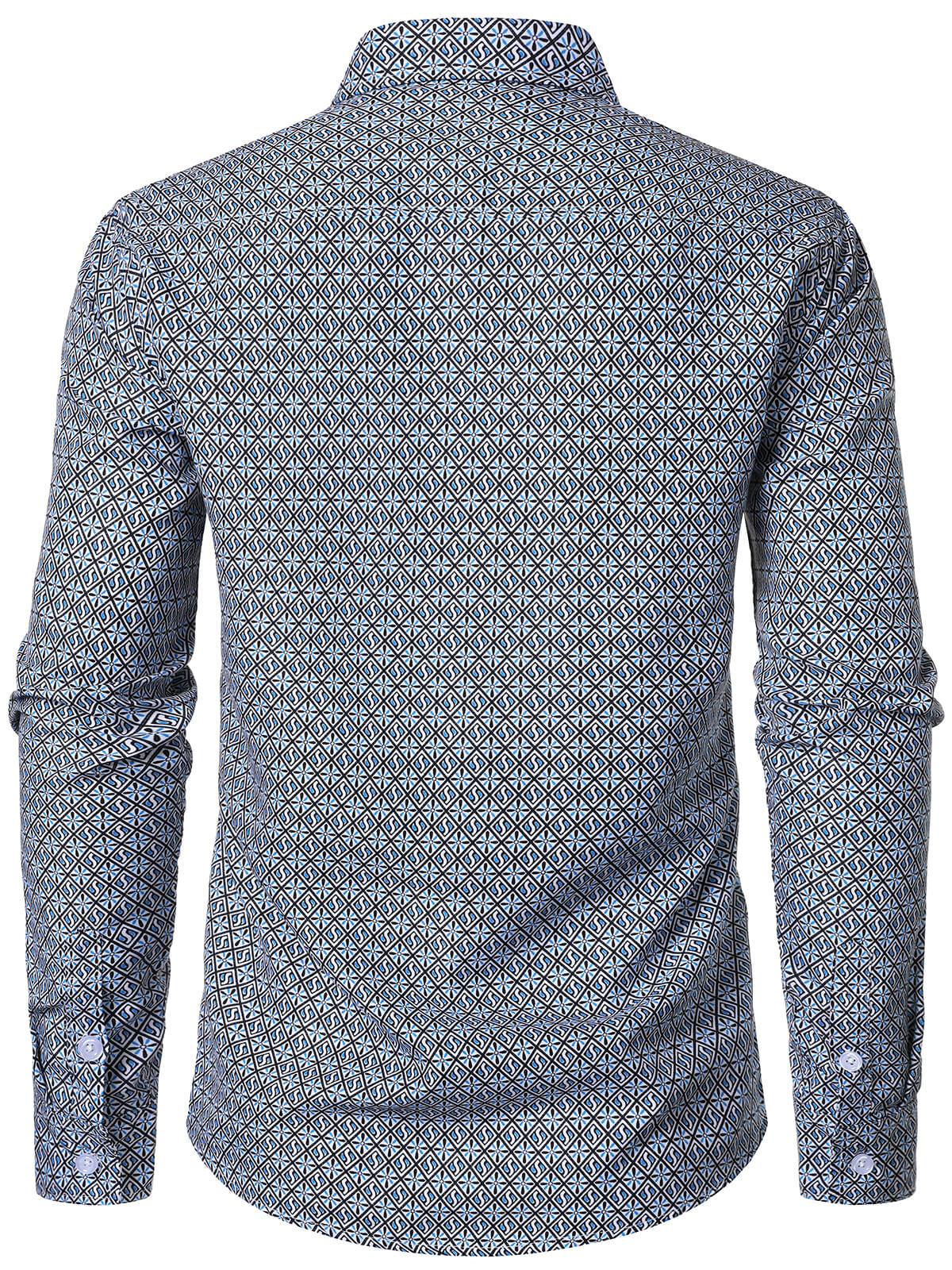 Chemise boutonnée à manches longues et imprimé géométrique pour homme