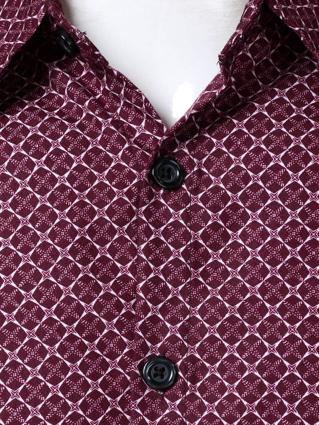 Chemise rouge à manches longues et imprimé géométrique pour homme