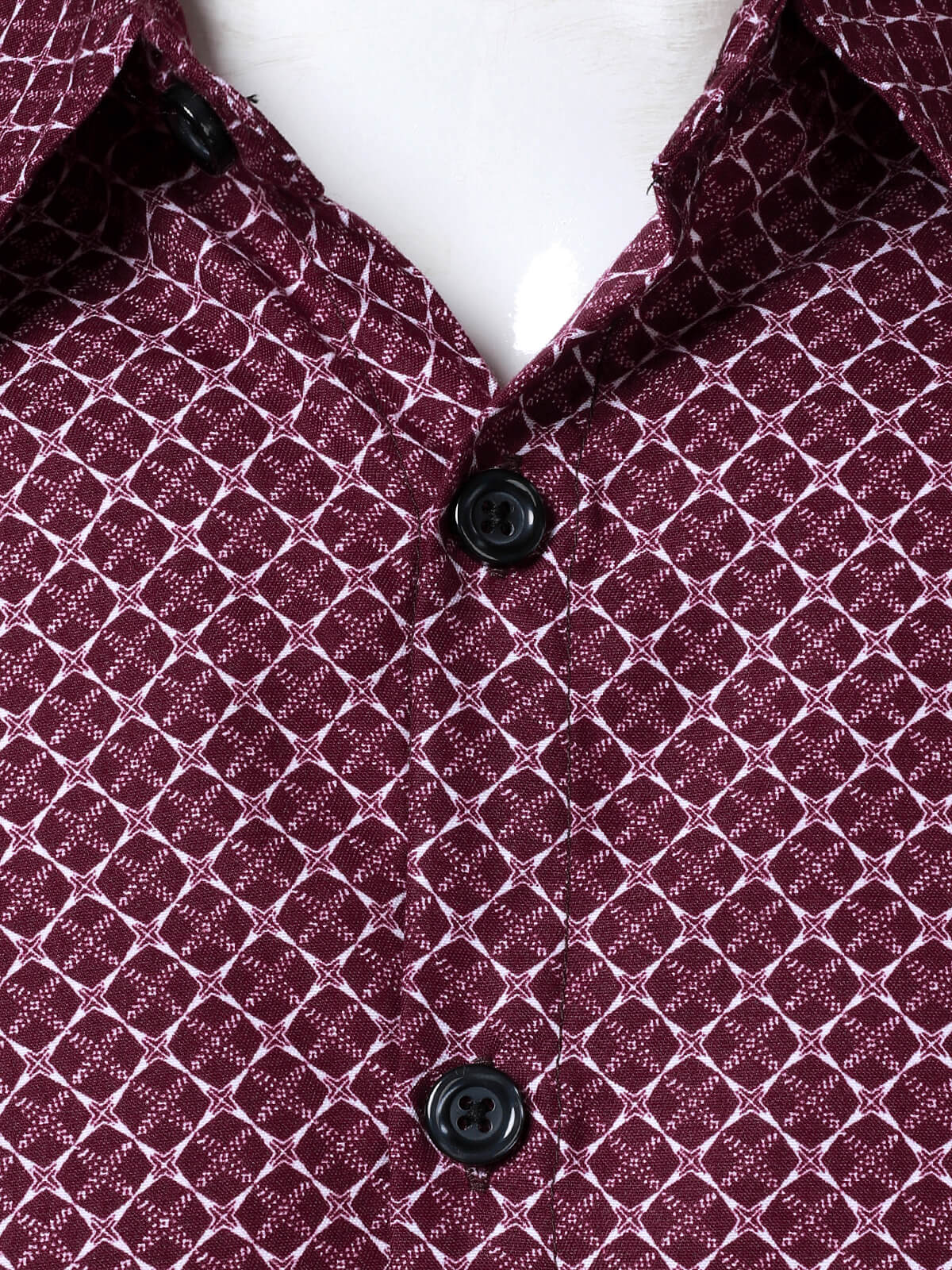 Chemise rouge à manches longues et imprimé géométrique pour homme