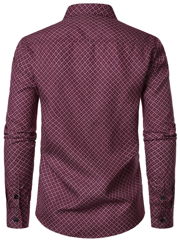Chemise rouge à manches longues et imprimé géométrique pour homme